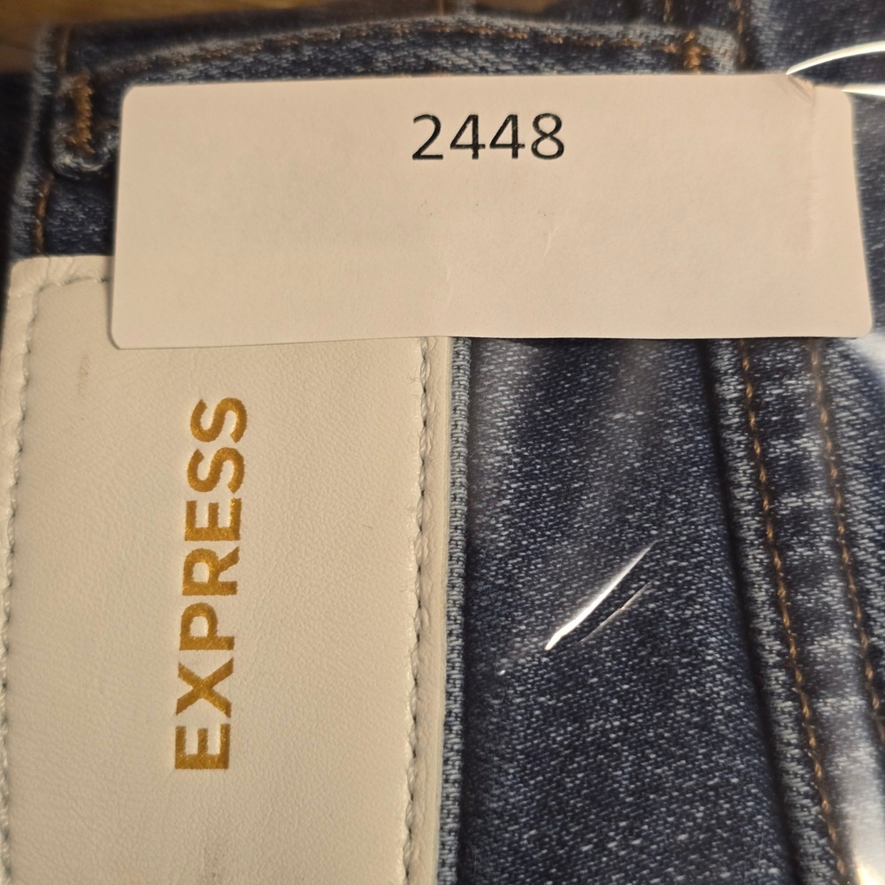 Express Jeans Womens 4 High Waisted Straight Leg Distressed Raw Hem Blue - Picture 13 of 13